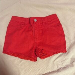 OshKosh B'gosh Red Jean Shorts with Lace Trim